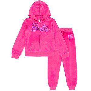 Barbie Velour Hoodie & Pants Track Set Hot Pink *2 Piece* Women's Plus 2X NWT